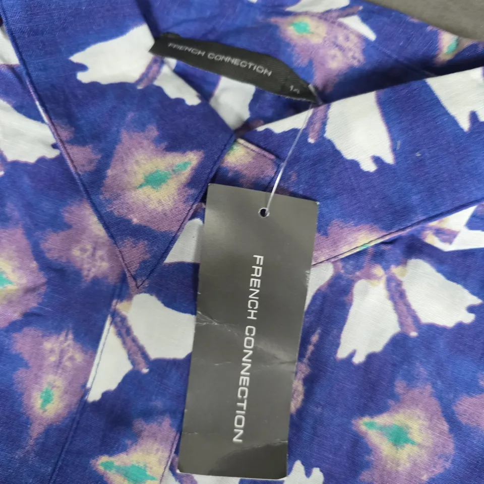 FRENCH CONNECTION MEN'S LINEN-BLEND SHORT-SLEEVE SHIRT – ROYAL BLUE TIE-DYE, SIZE 14
