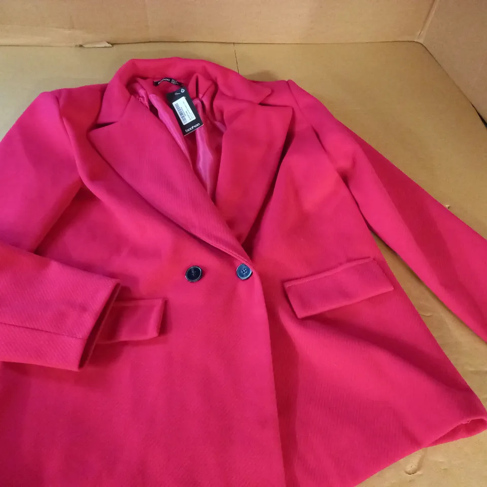 BOOHOO PREMIUM DOUBLE BREASTED RELAXED FIT BLAZER IN HOT PINK - 12