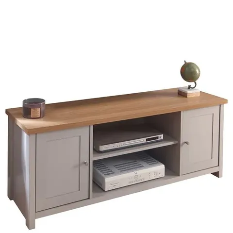 BOXED GFW LANCASTER 2 DOOR 2 SHELF GREY LARGE TV CABINET (1 BOX)
