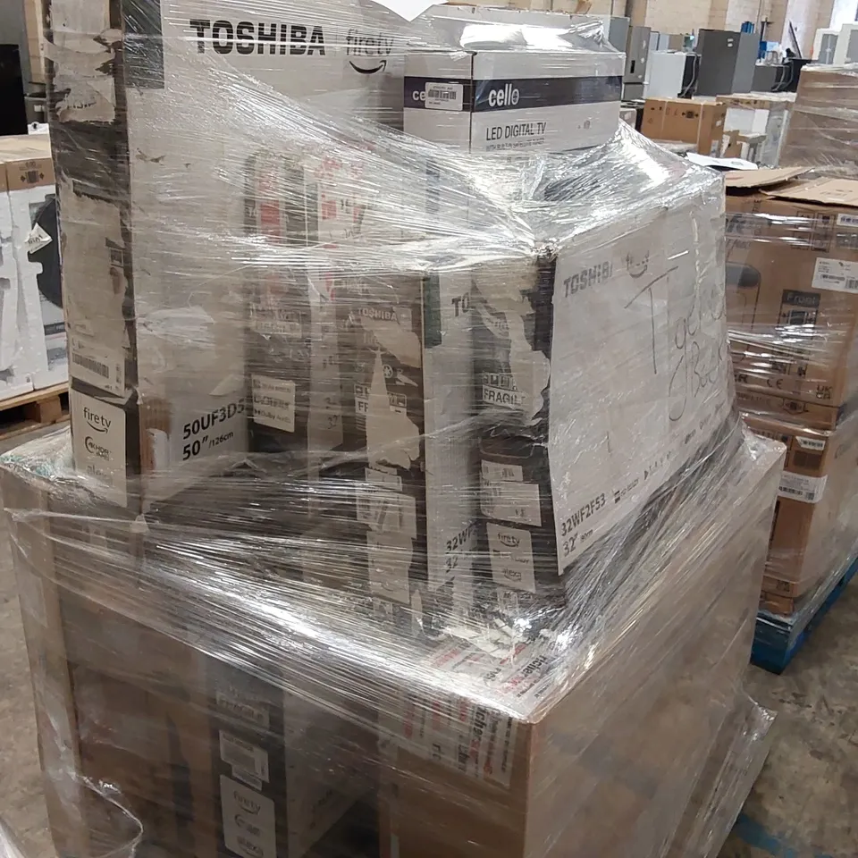 PALLET OF APPROXIMATELY 14 UNPROCESSED RAW RETURN TELEVISIONS TO INCLUDE;