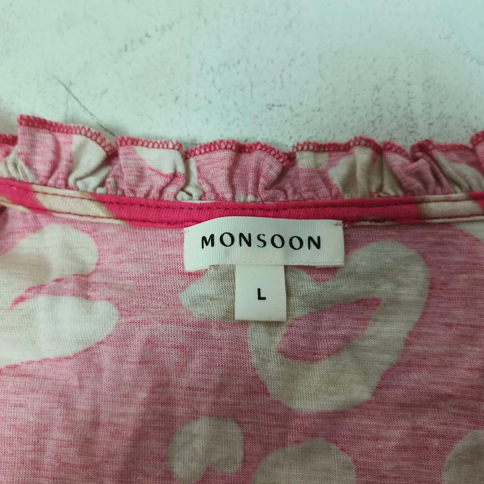 MONSOON WOMEN'S PINK FLORAL DRESS, SIZE L