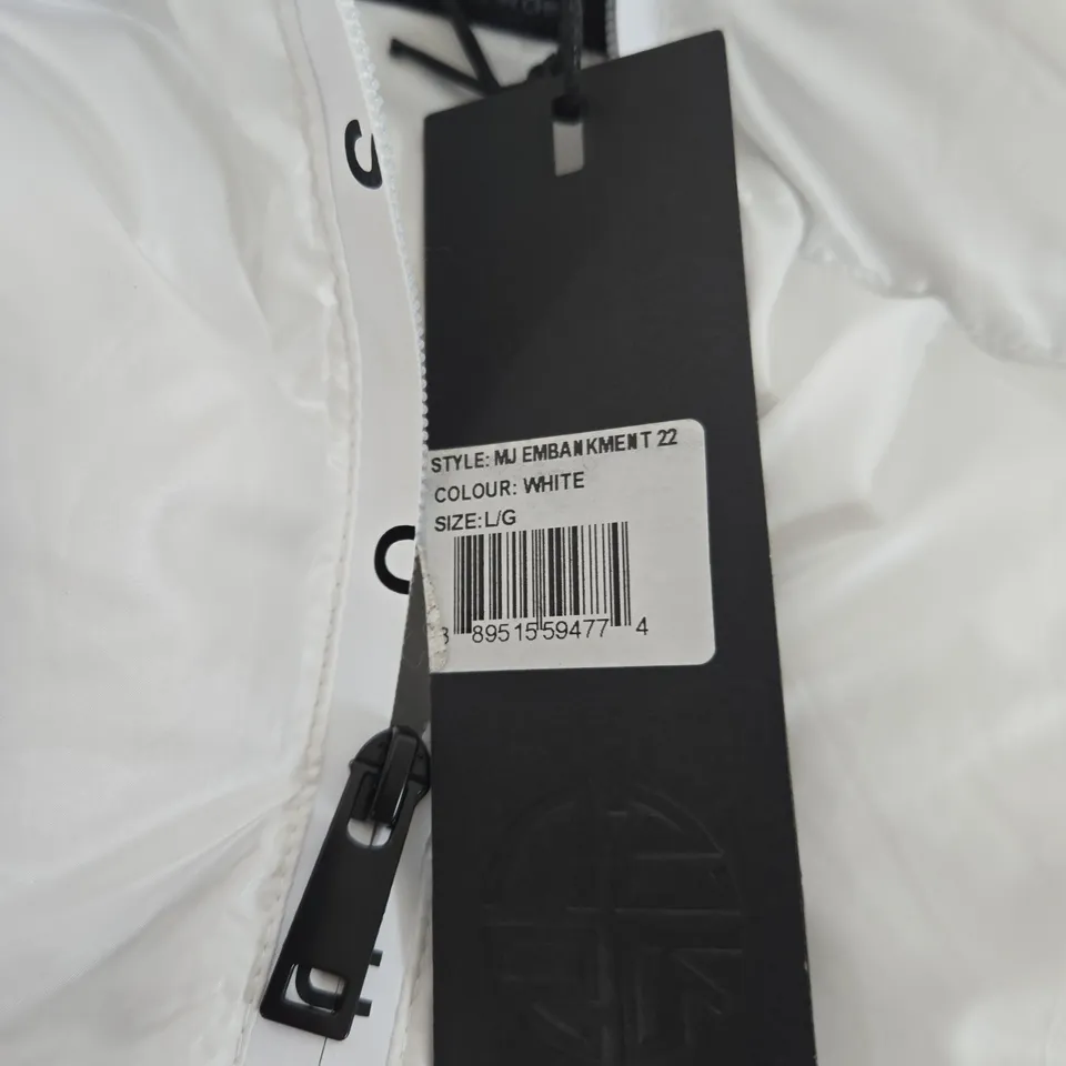 SOUL STAR ENGLAND WHITE PADDED HOODED JACKET, STYLE MJ EMBANKMENT 22, UK L (L/G)
