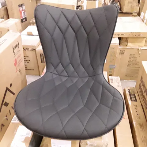 BOXED SET OF 2 BLACK FAUX LEATHER DIAMOND BACK DINING CHAIRS