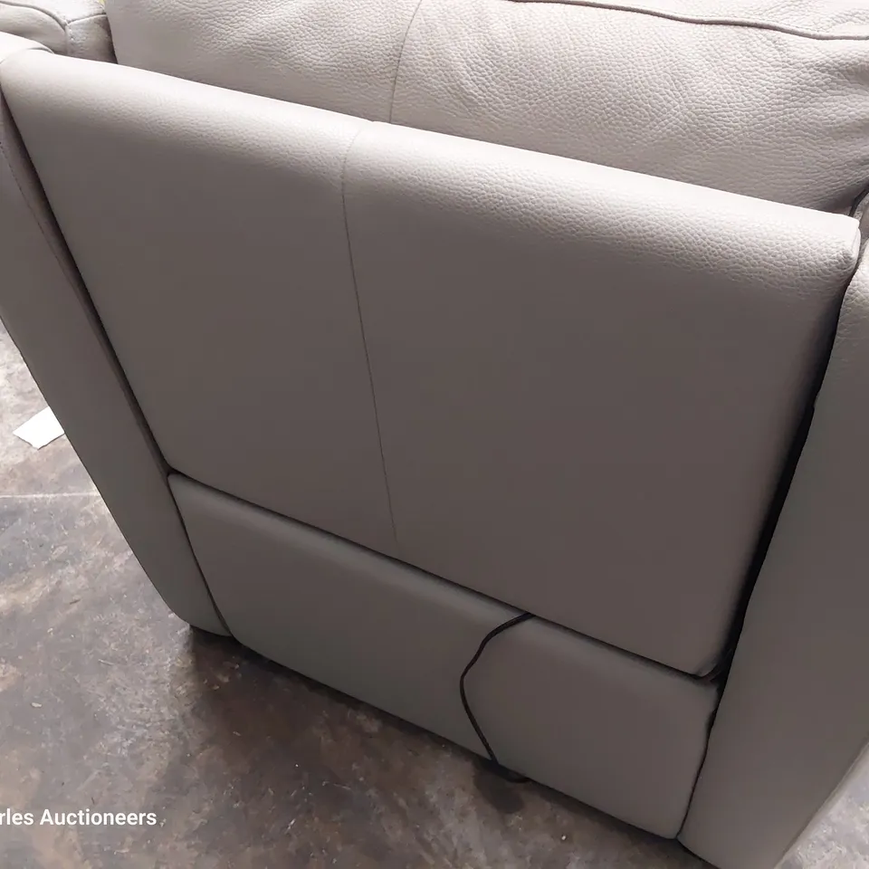 QUALITY ITALIAN DESIGNER DEGANO POWER RECLINING EASY CHAIR GREY LEATHER 