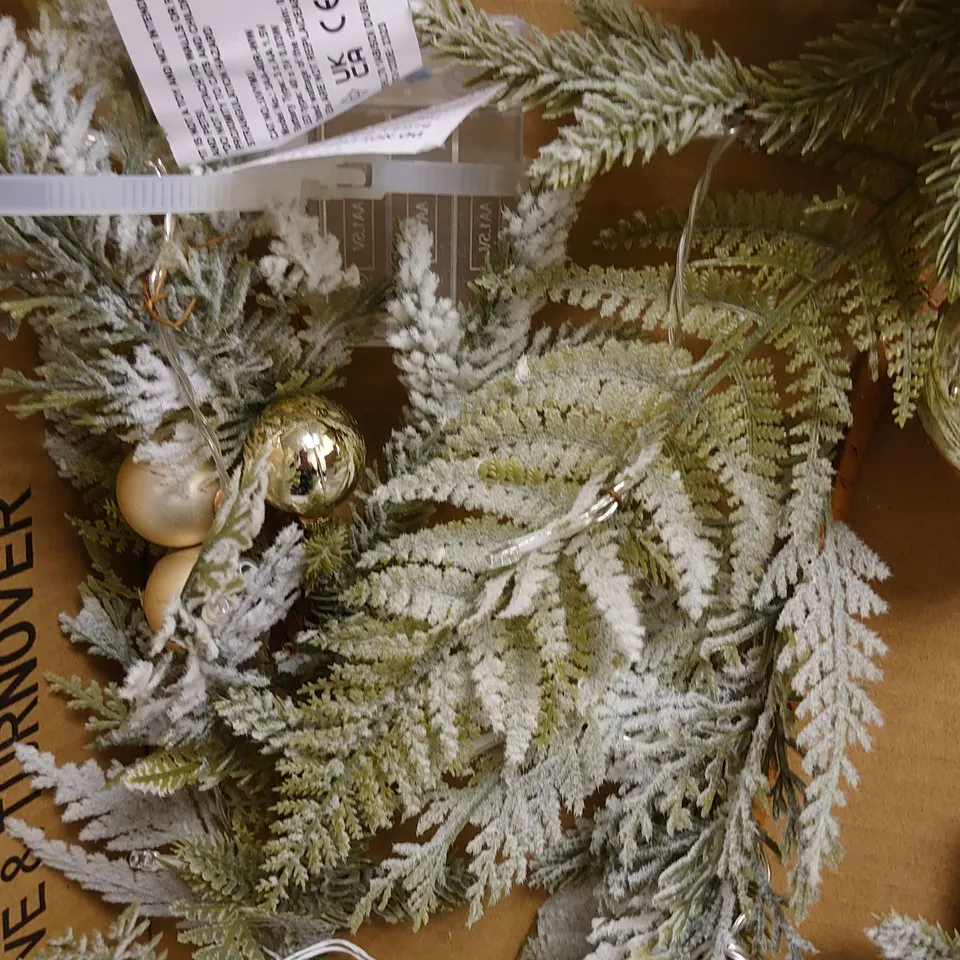 PRE-LIT FROSTED GARLAND WITH BAUBLES