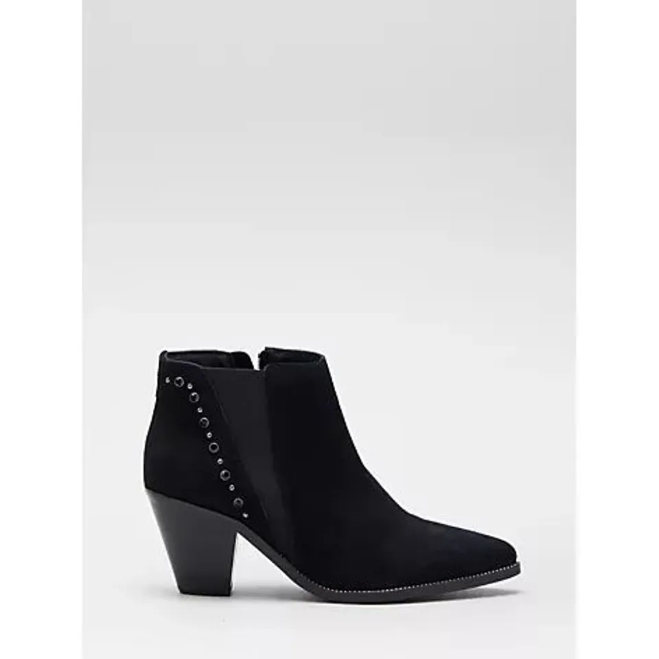 DANNII MINOGUE WESTERN ANKLE BOOTS - BLACK SUEDE, SIZE 6