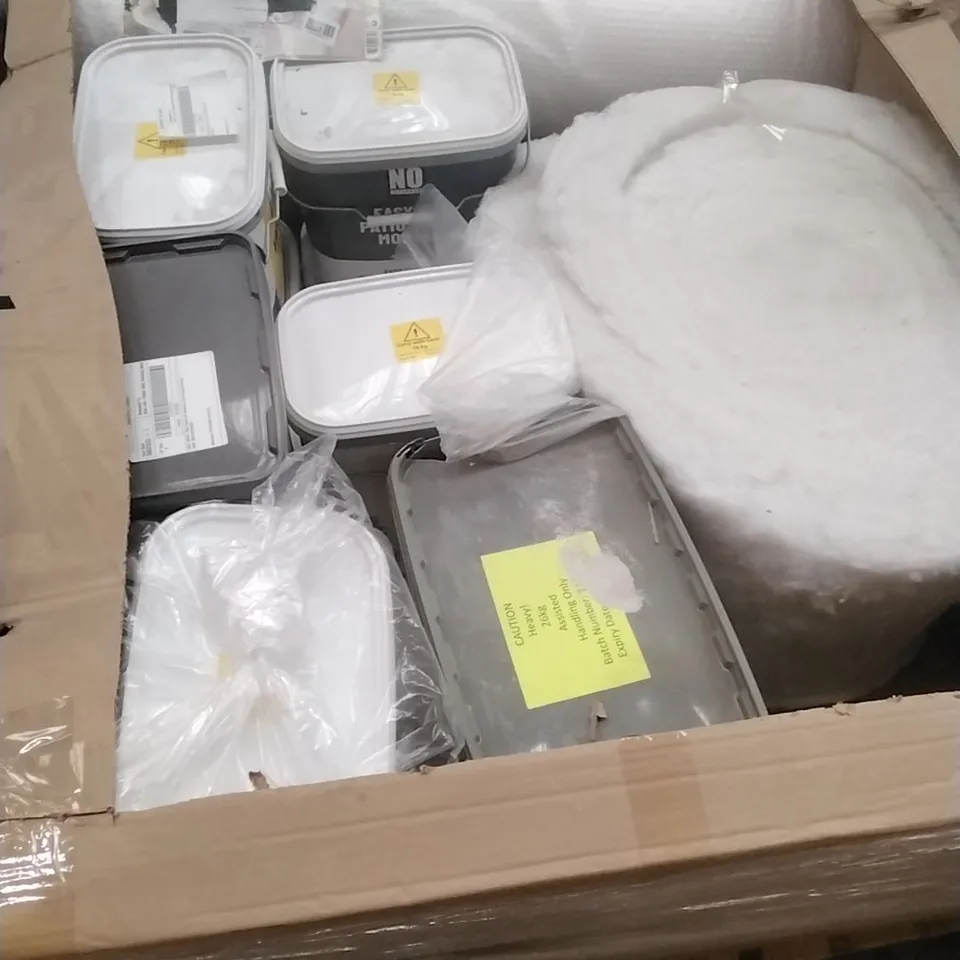 PALLET OF ASSORTED DIY, HOME IMPROVEMENT AND BUILDING PRODUCTS TO INCLUDE; PATIO JOINT MORTAR, INSULATION, BUBBLE WRAP ETC