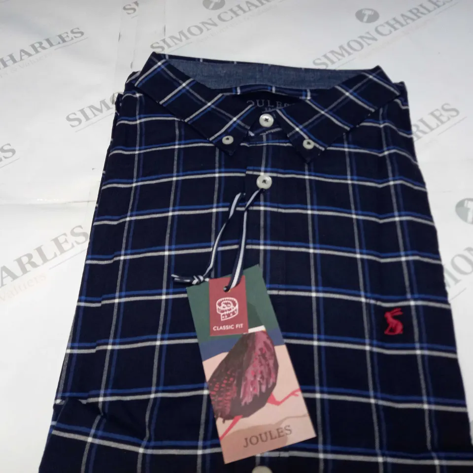 JOULES WELFOD CLASSIC CHECKER SHIRT IN NAVY/BLUE/WHITE - XXL