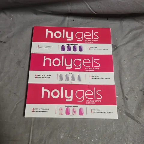 HOLYGELS GEL NAIL STRIPS – ASSORTED COLOURS (3 X 20 STICKERS)