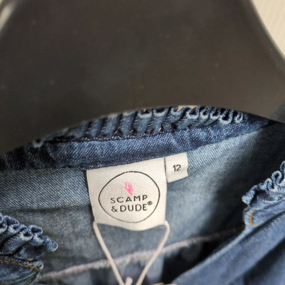 SCAMP & DUDE DENIM DRESS,, ZIP FRONT, UK SIZE 12