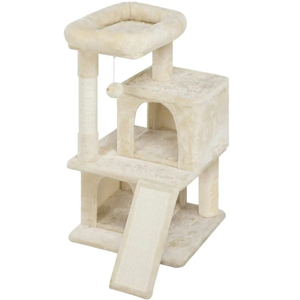 BOXED YAHEETECH 92 CM CAT TOWER WITH DOUBLE CONDOS BEIGE