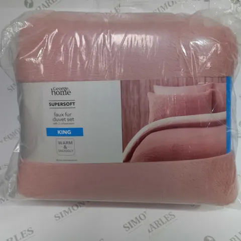 BRAND NEW SUPERSOFT FAUX FUR DUVET SET WITH 2 PILLOWS IN PINK - KING SIZE