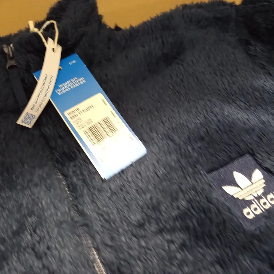 ADIDAS NAVY FLUFFY ZIP THROUGH TOP - UK L