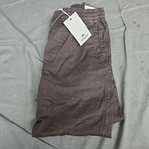 PULL&BEAR BROWN CARGOS – STANDARD FIT, ELASTIC WAIST - UK SMALL