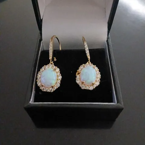 DIAMONIQUE 30TH ANNIVERSARY 0.75CT TW SIMULATED OPAL LEVERBACK EARRING GOLD PLATED 