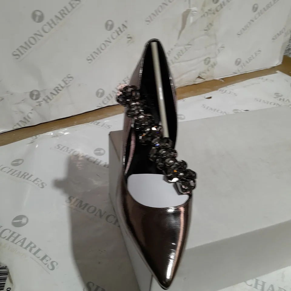 BOXED MODA IN PELLE CILL COURT PEWTER LEATHER HEELS SIZE 7