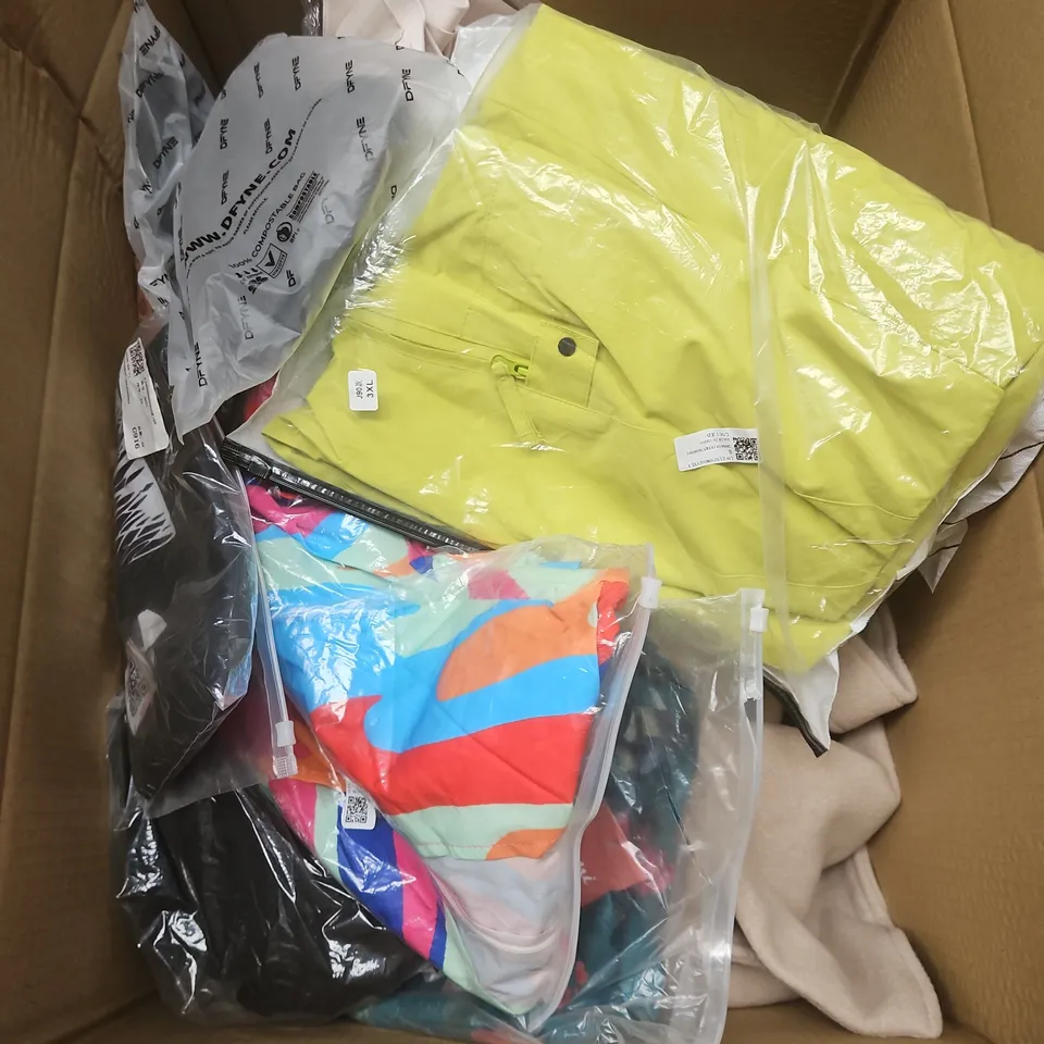 APPROXIMATELY 20 ASSORTED CLOTHING PRODUCTS IN VARIOUS STYLES & SIZES TO INCLUDE PANTS, T-SHIRTS, DRESSES ETC