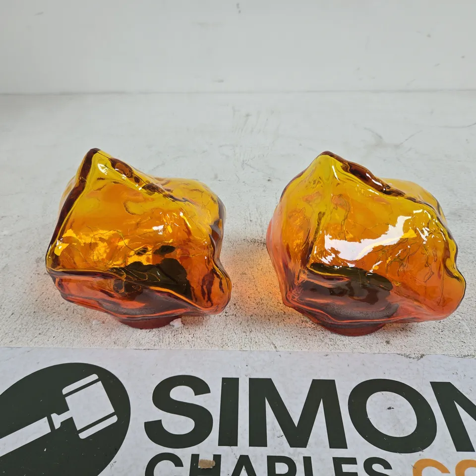 SMART GARDEN SET OF 2 SOLSTONE YELLOW/ORANGE GLASS LIGHTS UNBOXED