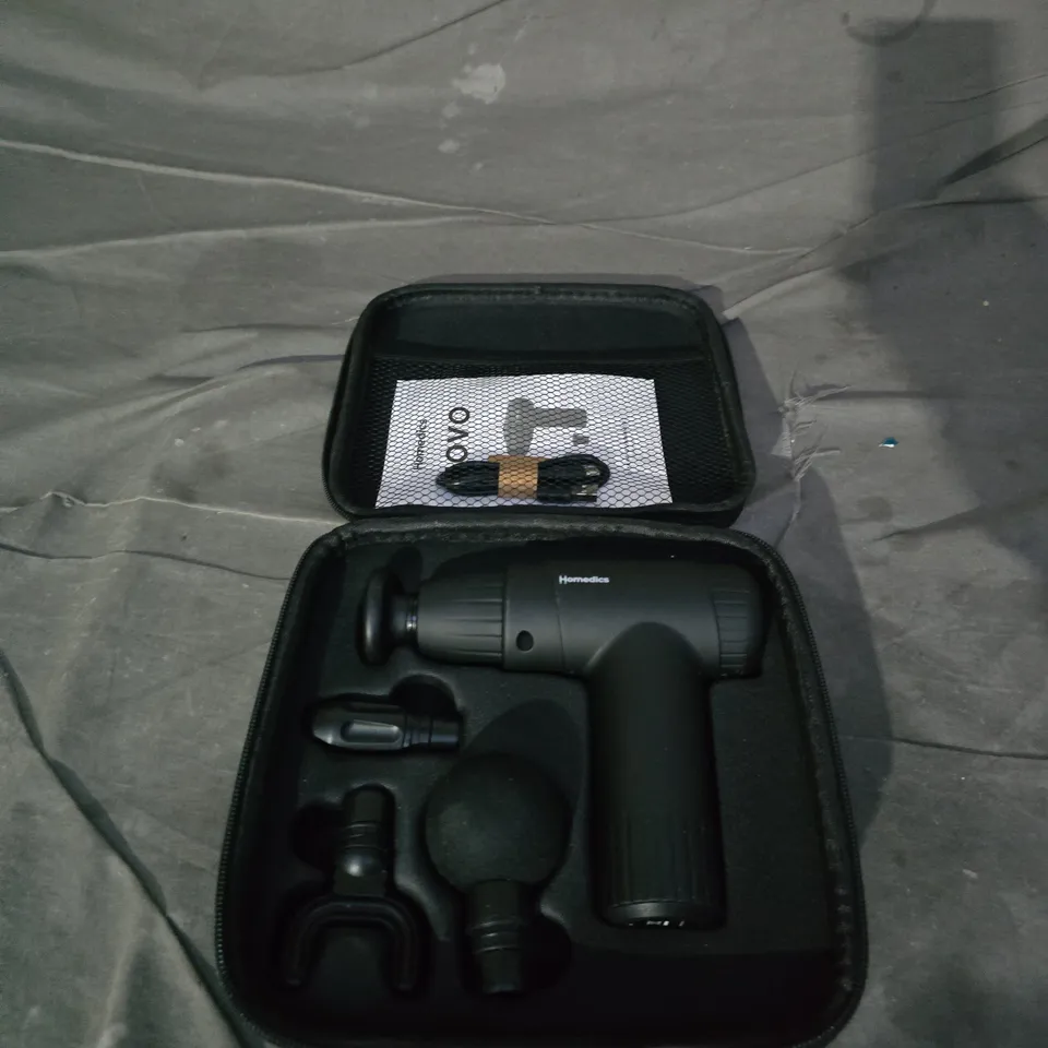 HOMEDICS HANDHELD MASSAGE GUN WITH ATTACHMENTS – CASE INCLUDED