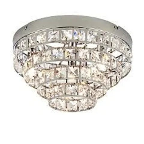 BOXED LUMINOSA MOTOWN 4 LIGHT FLUSH CEILING LIGHT CHROME, CLEAR CRYSTAL GLASS
