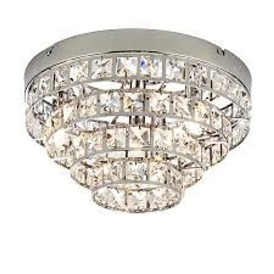 BOXED LUMINOSA MOTOWN 4 LIGHT FLUSH CEILING LIGHT CHROME, CLEAR CRYSTAL GLASS