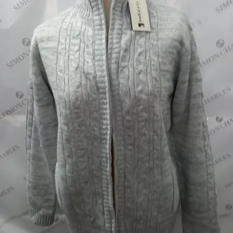 SOUL CAL FUNNEL ZIP KNIT JACKET IN GREY MARL - 14
