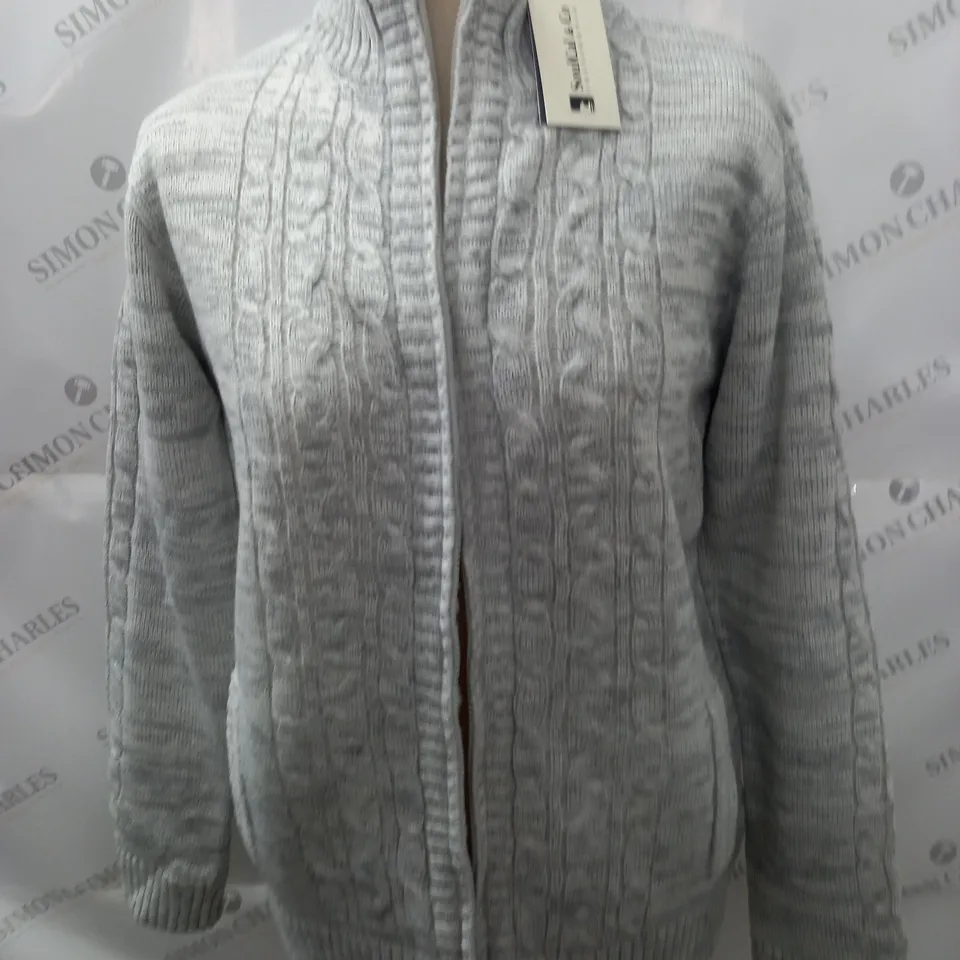 SOUL CAL FUNNEL ZIP KNIT JACKET IN GREY MARL - 14