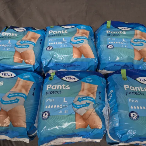 6 X PACKS OF TENA PROTECT+ PANTS - L