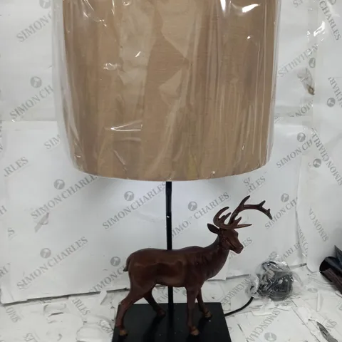 BOXED ALISON CORK ANIMAL TABLE LAMPS - BRASS STAG