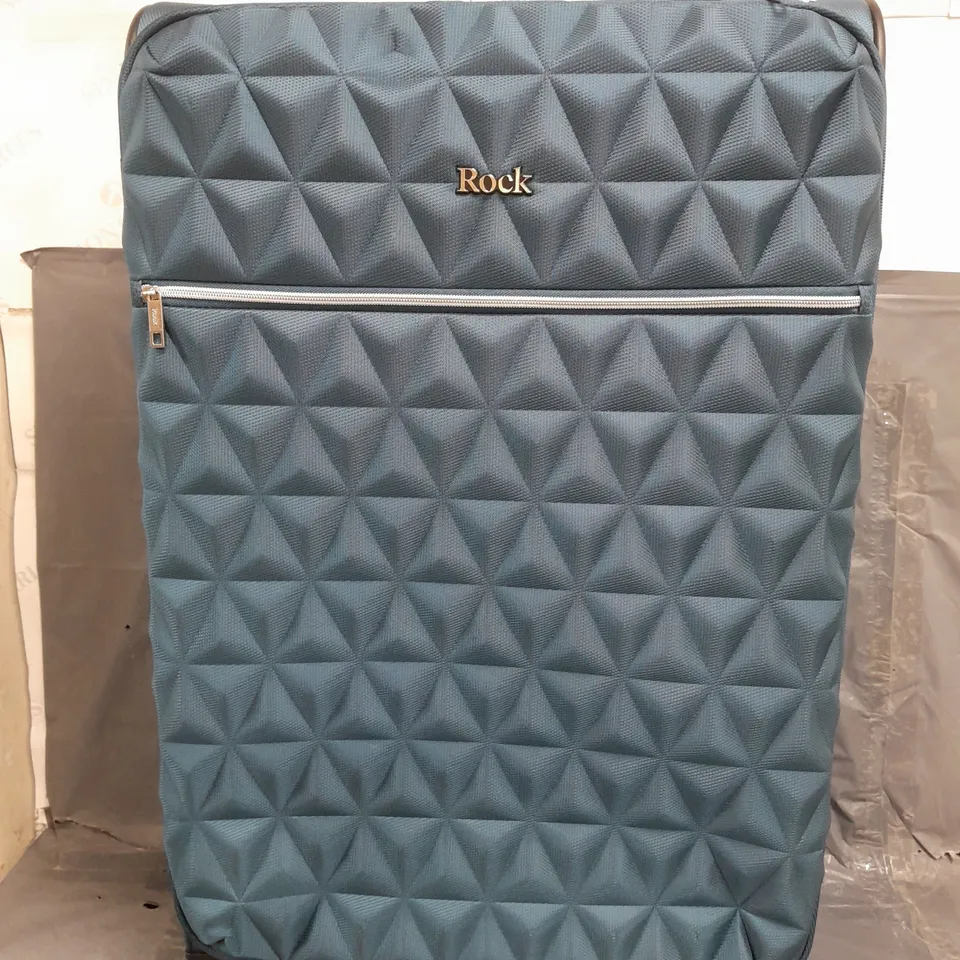 BOXED ROCK LUGGAGE JEWEL 4 WHEEL SOFT LARGE SUITCASE - BLUE