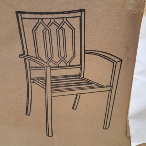 BOXED SET OF 2 BLACK METAL GARDEN CHAIRS WITH CUSHIONS