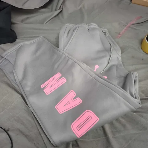 GREY JOGGERS WITH PINK LETTERING AIR JORDAN 