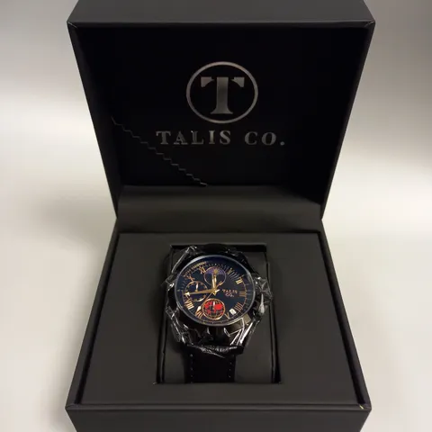 MENS TALIS CO 7120 CHRONOGRAPH WATCH – MOON PHASE MOVEMENT – GENUINE LEATHER STRAP