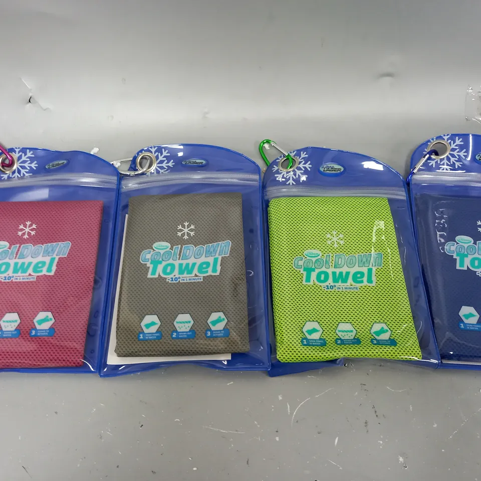 BOXED AQUA LASER SET OF 4 COOL DOWN TOWELS