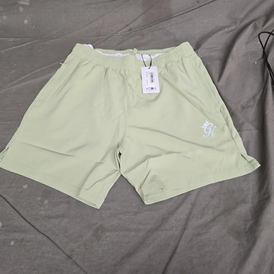 GYM KING WASHED SAGE SHORTS – ELASTIC WAIST WITH SIDE ZIP POCKET