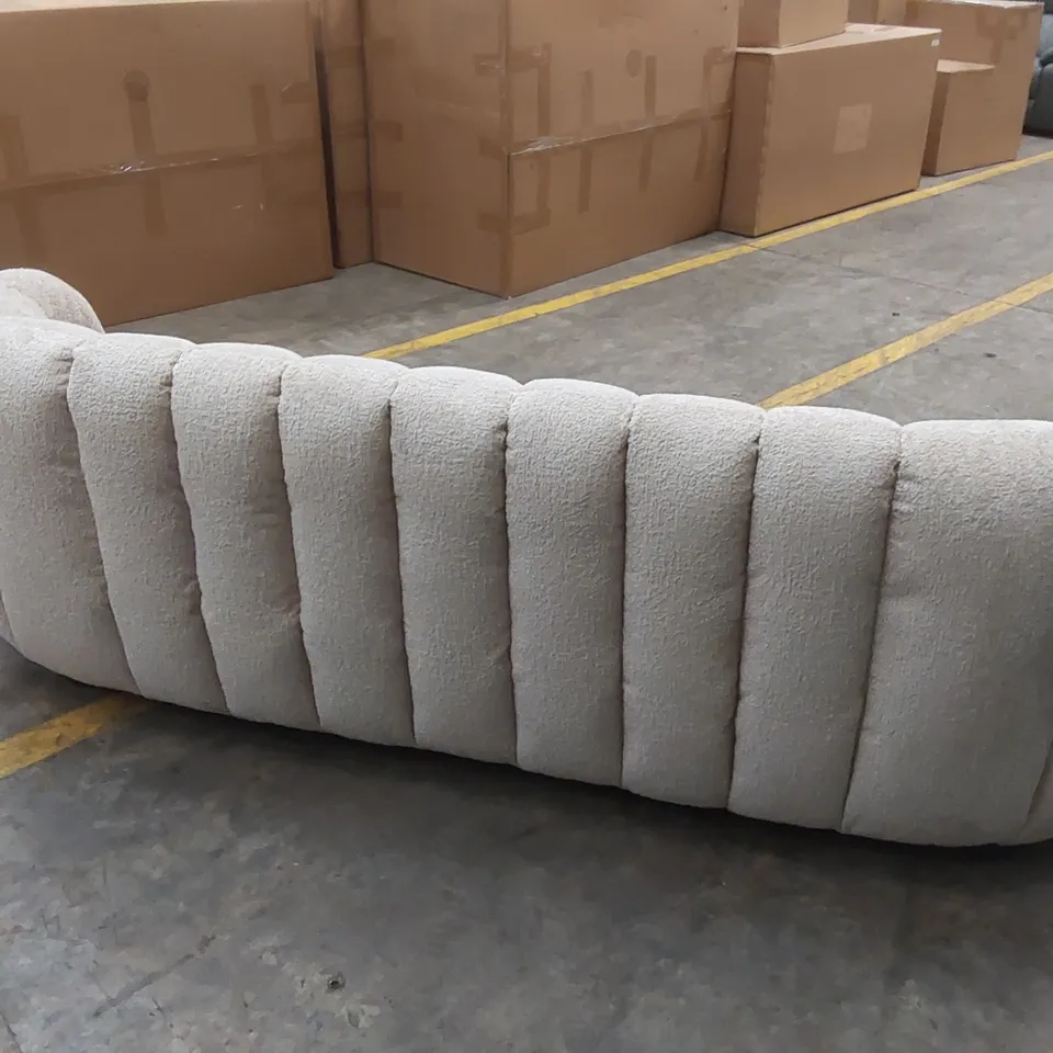 QUALITY DESIGNER HUIT OCTO 3 SEATER GLAM FABRIC SOFA - SAND