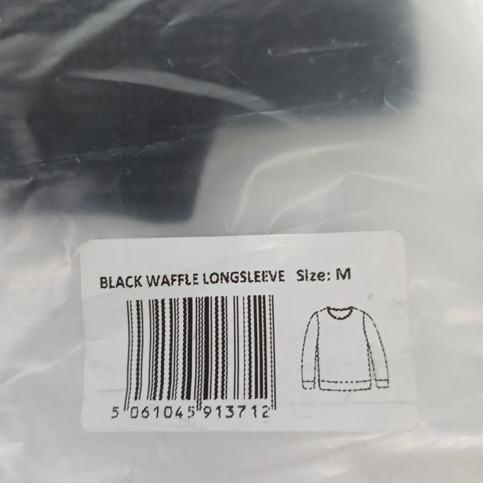 GARMS AFFILIATED BLACK WAFFLE LONG-SLEEVE TOP – SIZE M