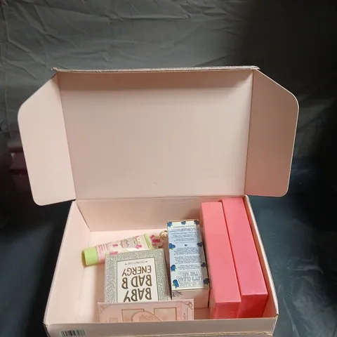 P LOUISE MAKEUP SET – PINK BOX WITH BUTTERFLY DESIGN, 'ALL OF US ARE A LITTLE FRAGILE BABE'