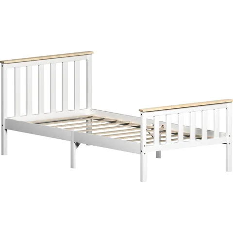 BOXED VIDA DESIGNS MILAN 3FT SINGLE WOODEN BED - HIGH FOOT - WHITE & PINE