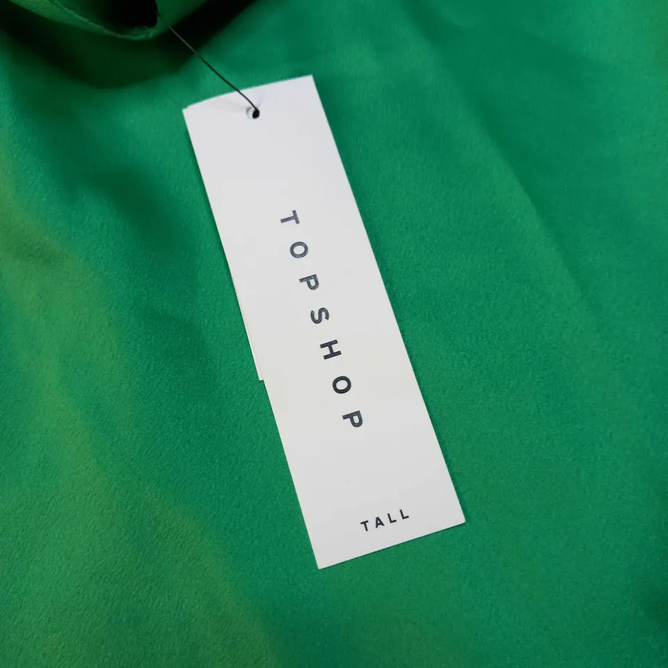 TOPSHOP VIBRANT GREEN SATIN SLIP DRESS - SIZE 14