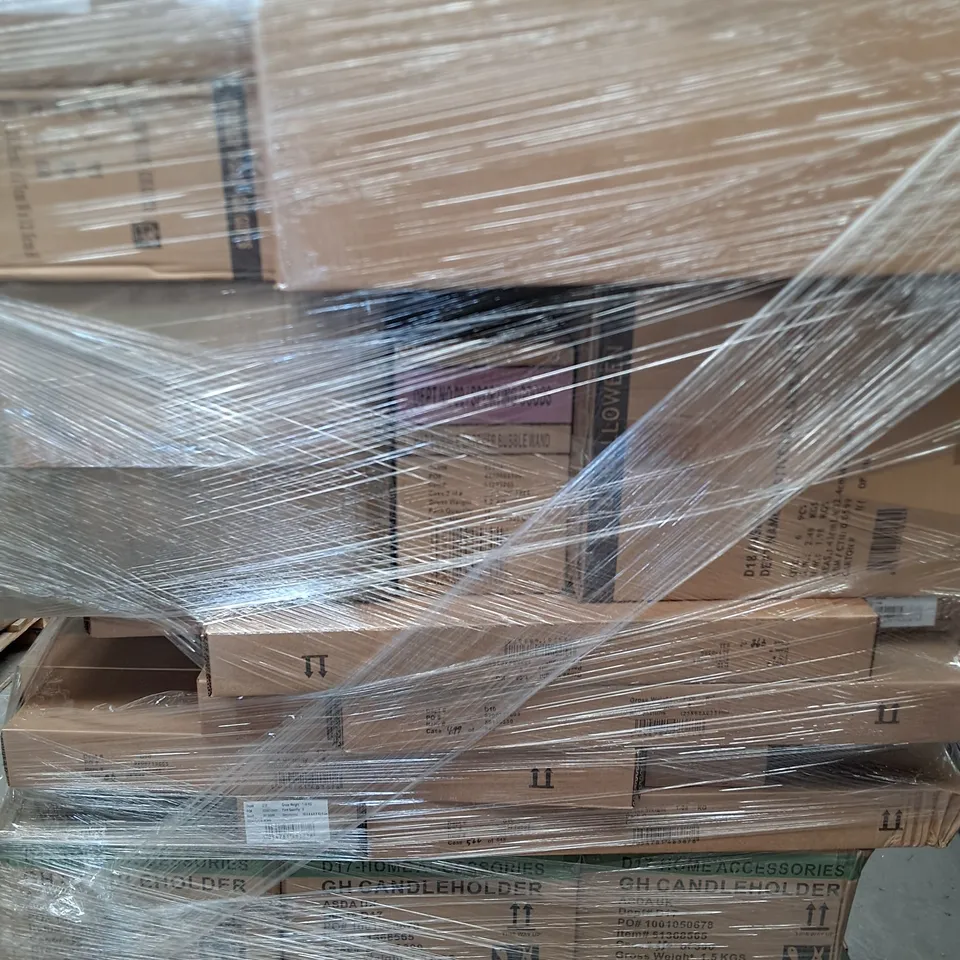 PALLET OF A LARGE ASSORTED AMOUNT OF BRAND NEW PRODUCTS AND ACCESSORIES TO INCLUDE - CATCHER BUBBLE WAND, CANDLE HOLDERS , CAT MINJ CREW ROAD ROLLER SAND SET - ETC - COLLECTION ONLY