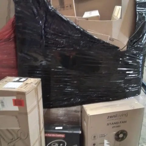 PALLET OF ASSORTED HOUSEHOLD GOODS AND PRODUCTS TO INCLUDE;FAN,BLADELESS FAN,PANS
