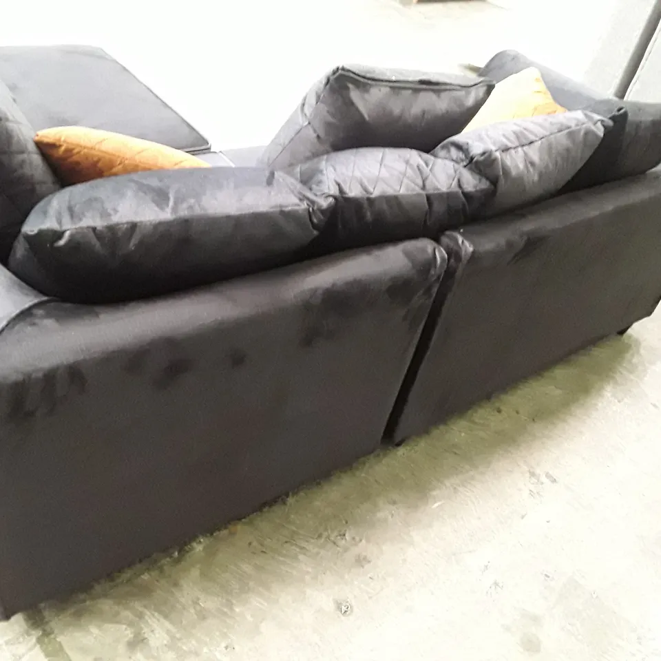 QUALITY DESIGNER CHICAGO VELVET CORNER SOFA CHAISE - DARK GREY VELVET