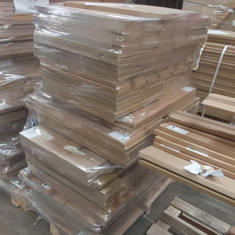 PALLET CONTAINING A LARGE QUANTITY OF ASSORTED BATHROOM FURNITURE PANELS INCLUDING: CHILTERN BASE DOORS, VANITY END PANELS, TALL WALL END/INFILL PANEL, PULL OUT TOILET ROLL HOLDER ECT