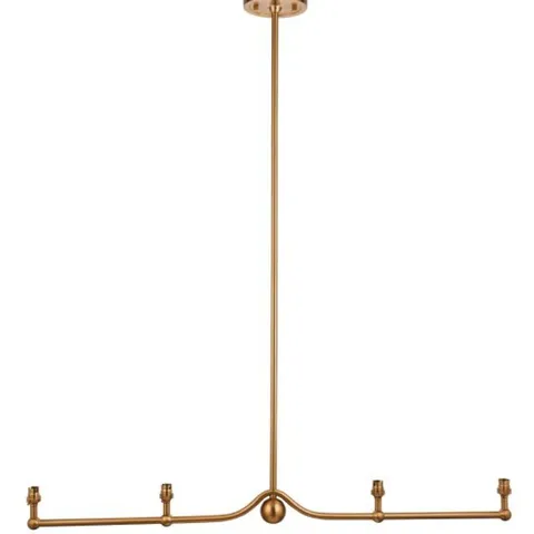 BOXED BRUSHED AGED BRASS STEEL 4 LIGHT PENDANT FOR DINING TABLES
