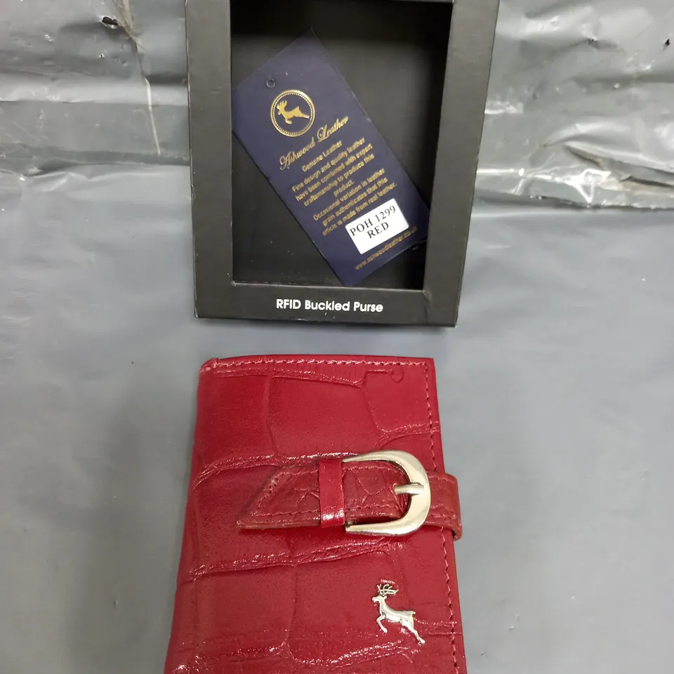 ASHWOOD LEATHER BUCKLE PURSE RED
