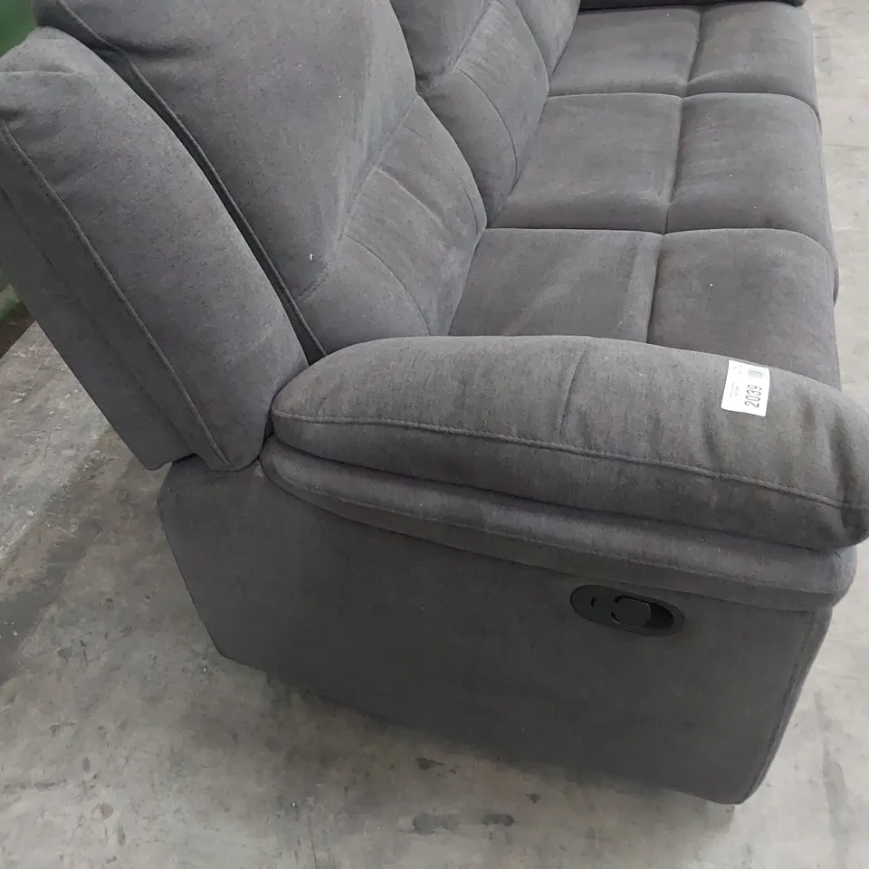 DESIGNER THREE SEATER MANUAL RECLINING SOFA CHARCOAL FABRIC 