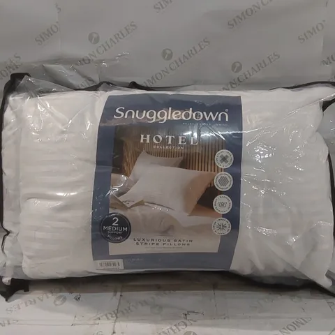 BAGGED PAIR OF SNUGGLEDOWN HOTEL COLLECTION MEDIUM SUPPORT PILLOWS