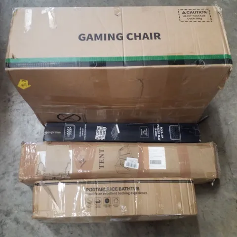 PALLET CONTAINING ASSORTED PRODUCTS INCLUDING GAMING CHAIR, ROLL UP PUZZLE MAT, TENT & PORTABLE ICE BATHTUB