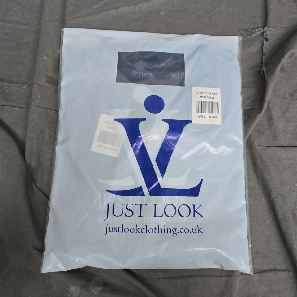BAGGED JUST LOOK SHORT TIPPING POLO SHIRT – NAVY – SIZE MEDIUM